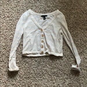 Long sleeve cropped striped top